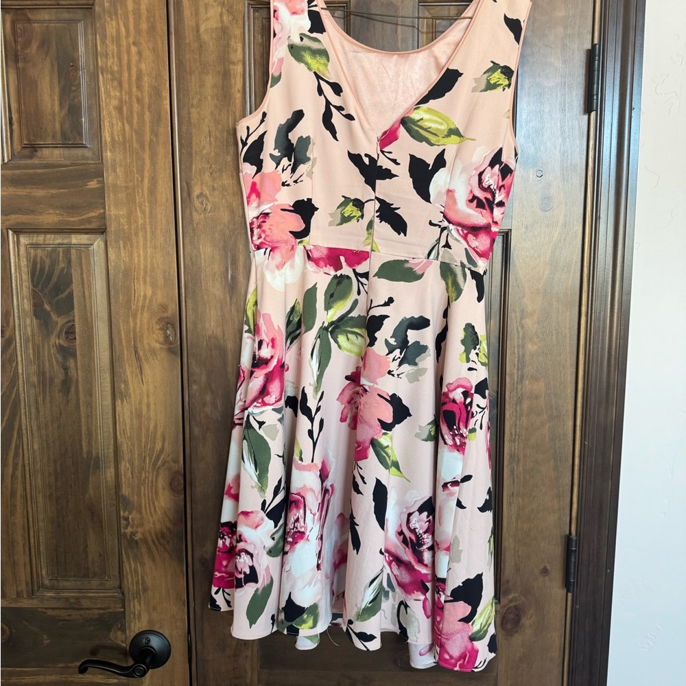 White House Black Market Floral Midi Dress - Pink and Green